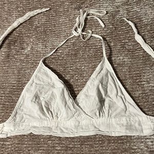 White cotton halter tie bra top size S/M